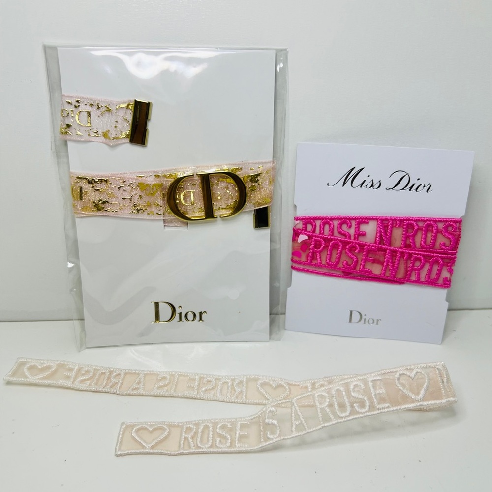 Dior Gold and Pink Hair Accessory Set